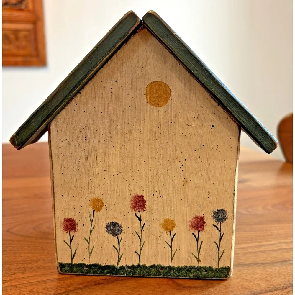 Wooden Birdhouse Napkin Holder Farmhouse Country Kitchen Backyard Cottage Core